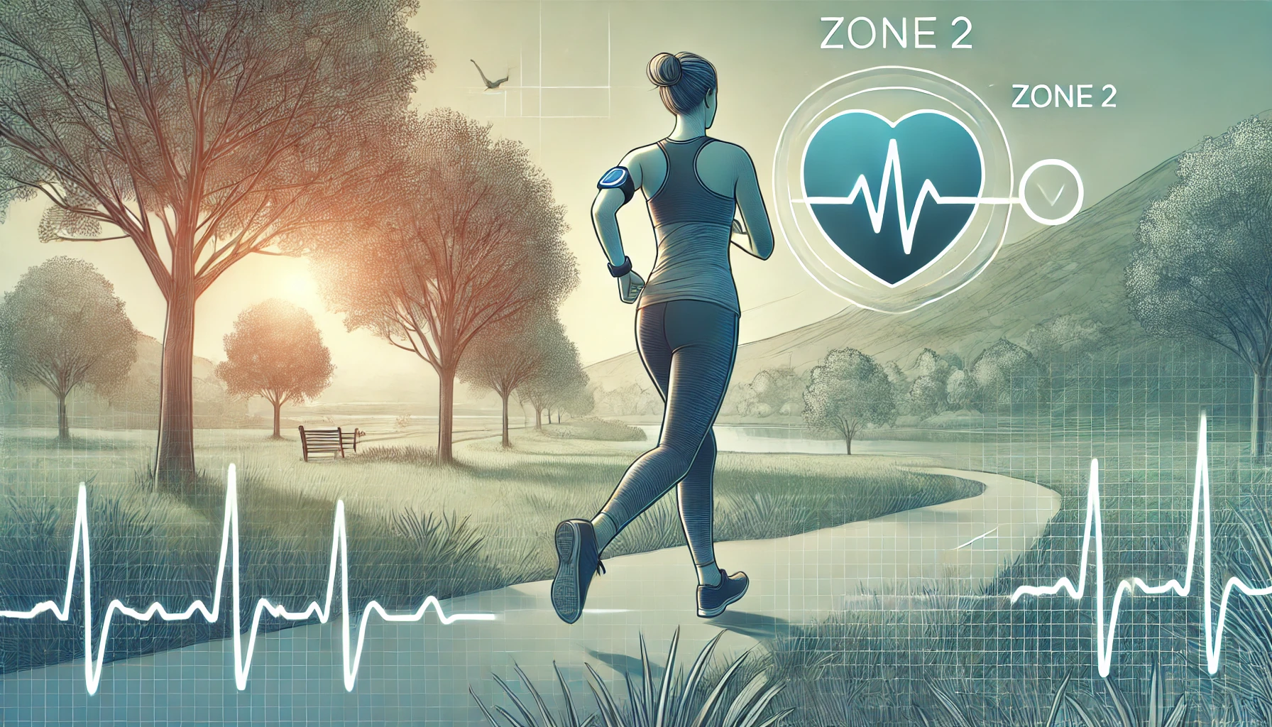 rennende vrouw met hartslagmeter